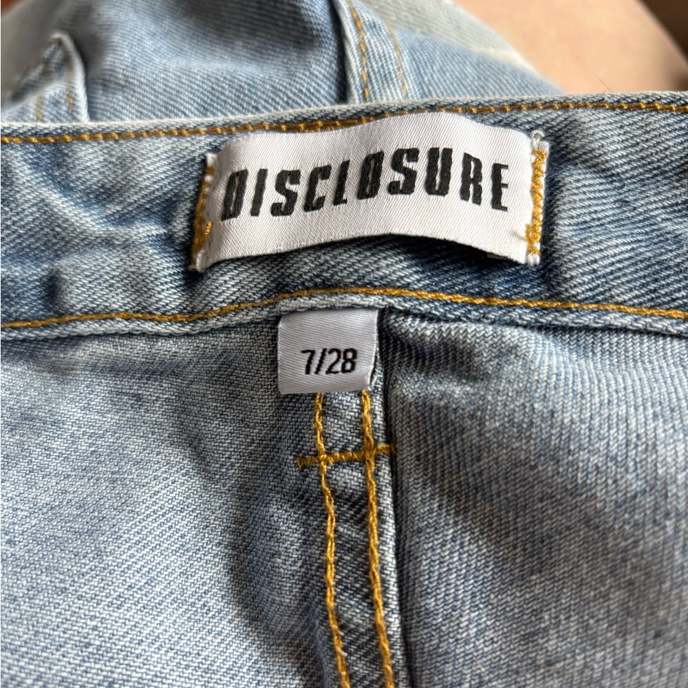 Disclosure Women Sz 28 Wide Leg Fly with Me Lt. Blue Jeans with Angel Wing Back - Picture 10 of 11